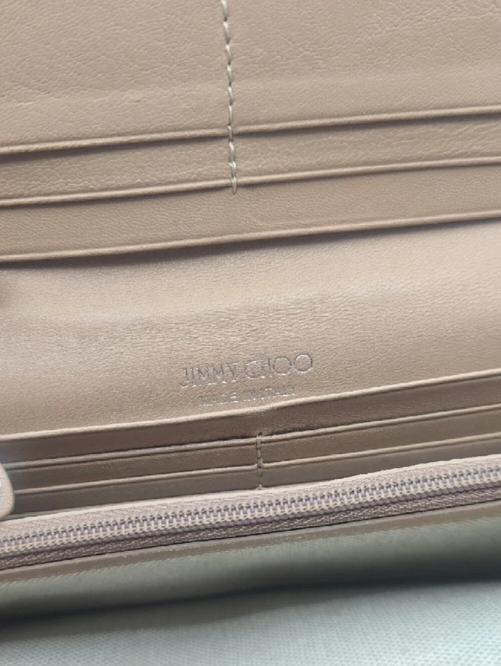 Jimmy Choo Beige Wallet with Silver Star Studs